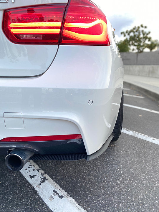 BMW F30 Carbon Fiber Rear Bumper Extensions Splitters Diffuser