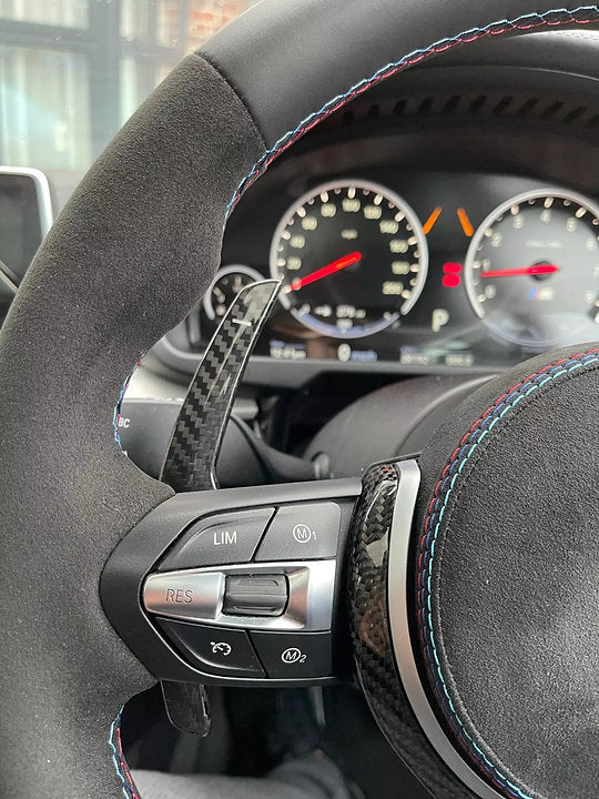 BMW F-Series Carbon Fiber Paddle Shifters for BMW 3 series, 4 Series, M2 M3, M4, M5 (Wet) Gloss