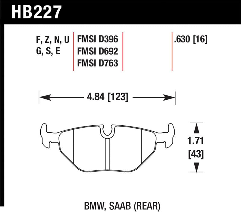 Hawk 95-99 BMW M3 E36 HPS Street Rear Brake Pads