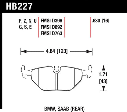 Hawk 95-99 BMW M3 E36 HPS Street Rear Brake Pads