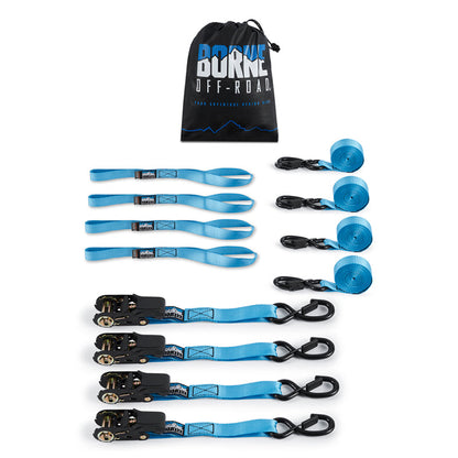 Borne Off-Road Medium-Duty Ratchet Tie-Down Kit (4-Pack) Blue BNRTC-TDMD-4BL