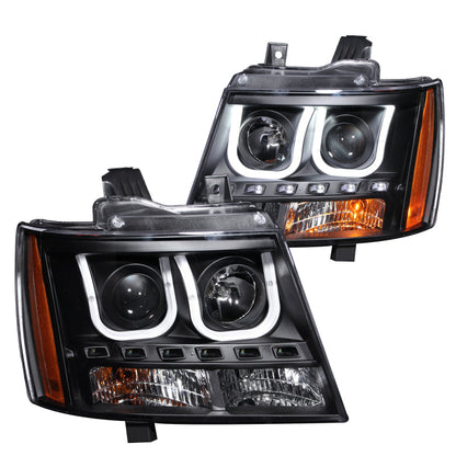 Anzo 2007-2013 Chevrolet Avalanche Projector Headlights w/ U-Bar Black