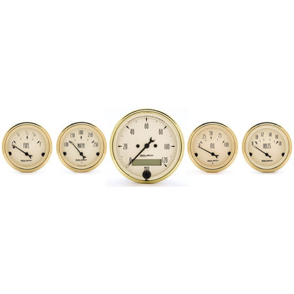 AutoMeter Gauge Kit 5 Pc. 3-1/8in. & 2-1/16in. Elec. Speedometer Golden Oldies 1502