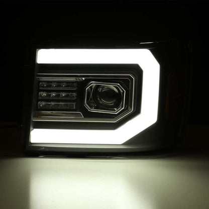 AlphaRex 07-13 GMC 1500HD PRO-Series Proj Headlights Plank Style Matte Blk w/Activ Light/Seq Signal 880606 *Discontinued
