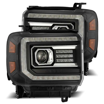 AlphaRex 14-18 GMC Sierra PRO-Series Proj Headlights Plank Style Black w/Activ Light/Seq Signal/DRL 880613 *Discontinued