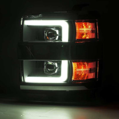 AlphaRex 15-19 Chevy 2500HD PRO-Series Proj Headlights Plank Style Blk w/Activ Light/Seq Signal/DRL 880224 *Discontinued