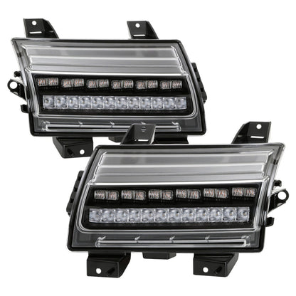 Spyder Jeep Wrangler 2018-2019 (Halogen Model Only) LED Front Bumper Lights - Seq. Signal - Black 5086785