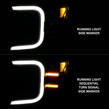 Anzo 18-20 Ford F-150 Full Led Projector Smoke Bar Style Headlights Black Amber 111520