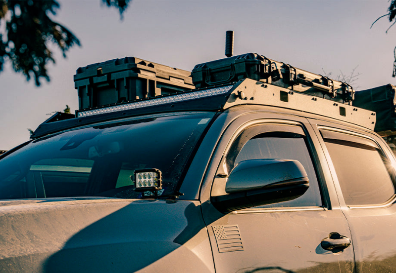 Cali Raised LED Cali Raised 05-23 Toyota Tacoma Premium Roof Rack - 42 In White Dual Row Spotam/No Switch/Light K CR2875