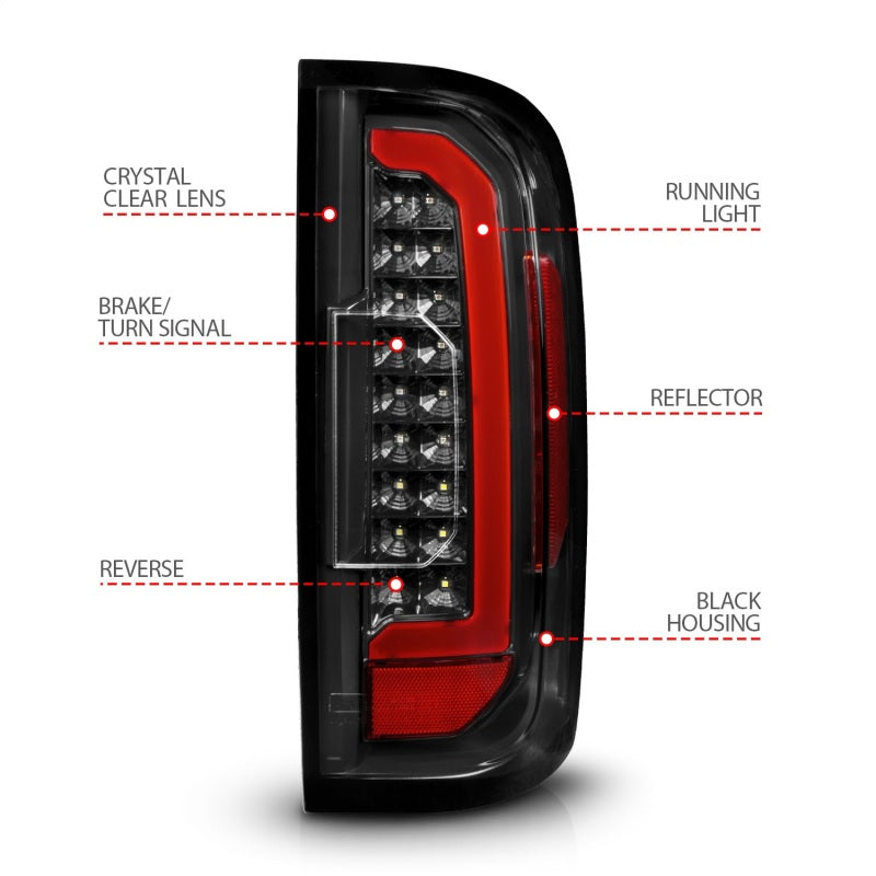ANZO 15-21 GMC Canyon Full LED Taillights w/ Red Lightbar Black Housing/Clear Lens 311434
