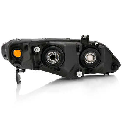 ANZO 2006-2011 Honda Civic 4 Door Crystal Headlight Black Amber (OE Replacement) 121547