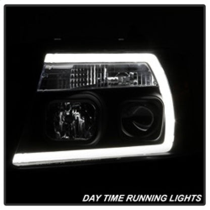 Spyder 04-08 Ford F-150 Projector Headlights - Light Bar DRL - Black PRO-YD-FF15004V2-LB-BK 5084484