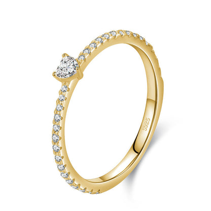 S925 Sterling Silver Heart-Shaped Love Ring for Women, Elegant European Design, Custom Sizes Available
