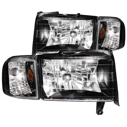 Anzo Black Crystal Headlights 1994-2001 Dodge Ram 1500
