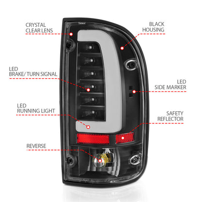 ANZO 95-00 Toyota Tacoma LED Taillights Black Housing Clear Lens (Pair) 311353