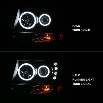 Anzo 2007-2013 Chevrolet Avalanche Projector Headlights w/ Halo Black(CCFL)