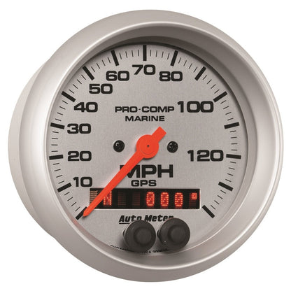 AutoMeter Marine Silver 3-3/8in. 140MPH GPS Speedometer Gauge 200638-33