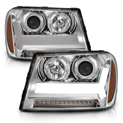 ANZO 2006-2009 Chevrolet Trailblazer Projector Headlights w/ Plank Style Design Chrome w/ Amber 111391