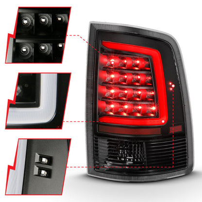 ANZO 2009-2018 Dodge Ram 1500 LED Taillight Plank Style Black w/Clear Lens 311318