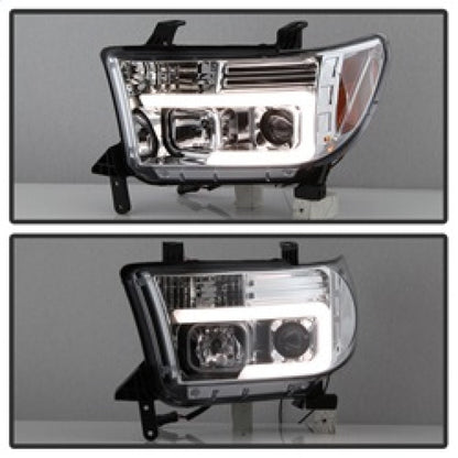 Spyder 07-13 Toyota Tundra V2 Light Bar DRL Projector Headlights - Chrome (PRO-YD-TTU07V2-LB-C) 5084651