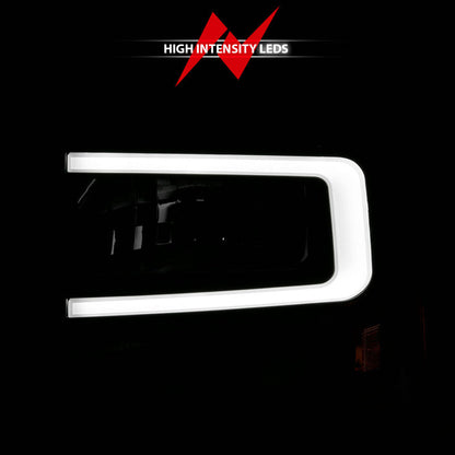 ANZO 99-04 Ford F250/F350/F450/Excursion (excl. 99) Crystal Headlights - w/ Light Bar Black Housing 111549