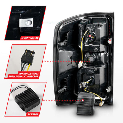 ANZO 15-19 Chevrolet Silverado 2500 HD/3500 HD LED Taillight w/ Sequential Black Housing/Clear Lens 311450