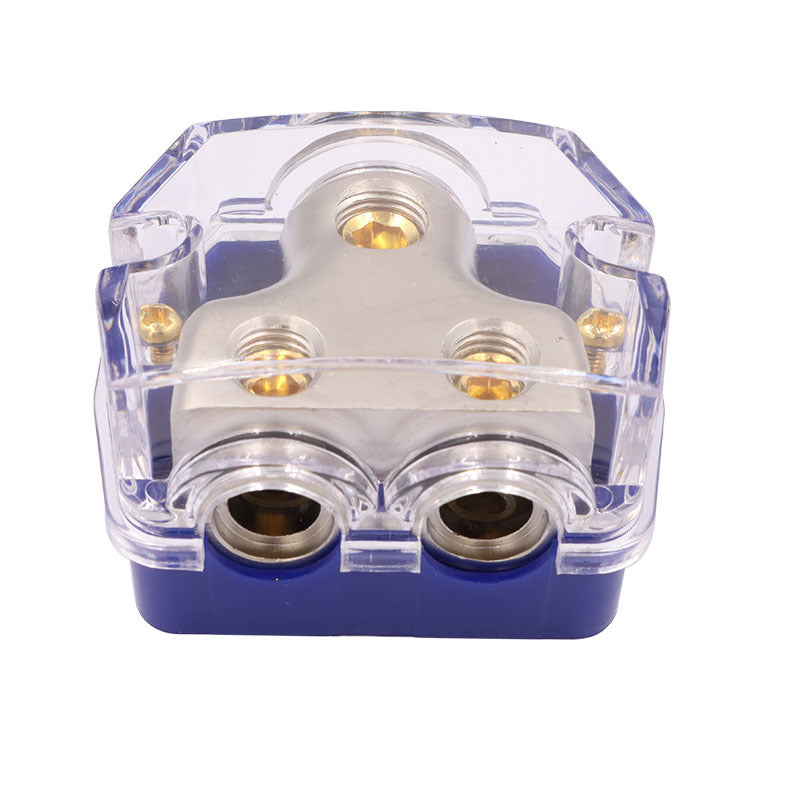 2 Way Blue Distribution Block 0-4 AWG In, 4-8 AWG Out Power or Ground