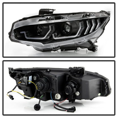 Spyder Honda Civic 16-18 2DR/4DR/Hatchback Headlight Black PRO-YD-HC16PL-SEQ-BK 5087539