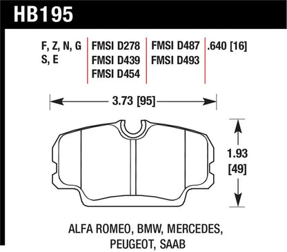 Hawk BMW 3 Series / Mercedes Benz 190 Series / Saab 900/9000 DTC-60 Race Front Brake Pads