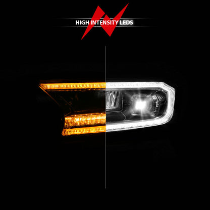 ANZO 19-23 Ford Ranger (Factory Halogen Models) Full LED Proj Headlights DRL/SeqSig Chrome - Pair 111633A