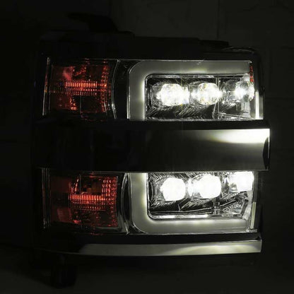 AlphaRex 15-18 Chevy 2500HD NOVA LED Proj Headlight Plank Style Jet Blk w/Activ Light/Seq Signal/DRL 880229 *Discontinued