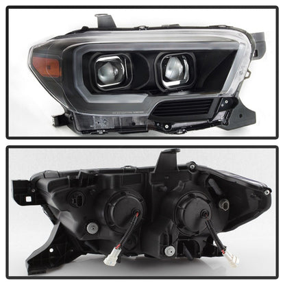 SPYDER xTune 16-18 Toyota Tacoma SR/SR5 DRL Proj Headlights w/Turn Signal - Blk (PRO-JH-TTA16-SR-BK) 9042997