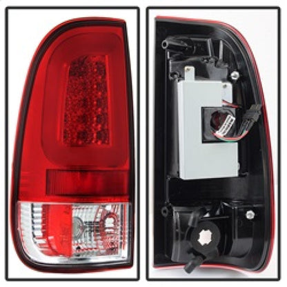 Spyder 08-16 Ford Super Duty F-250 V3 Light Bar LED Tail Lights - Red Clear (ALT-YD-FS07V3-LBLED-RC) 5084736