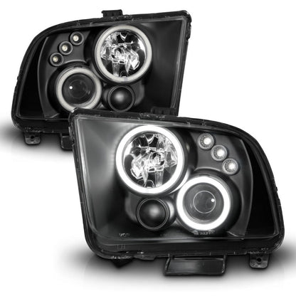 Anzo 2005-2009 Ford Mustang Projector Headlights w/ Halo Black