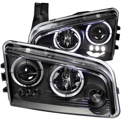 Anzo 2006-2010 Dodge Charger Projector Headlights w/ Halo Black