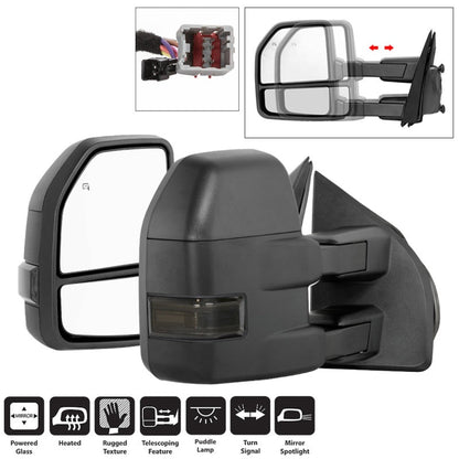 SPYDER xTune 15-17 Ford F-150 Heated LED Telescoping Pwr Mirrors - Smk (Pair) (MIR-FF15015S-G4-PWH-SM-SET) 9943065