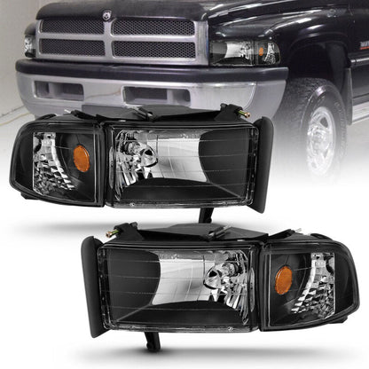 Anzo Black Crystal Headlights 1994-2001 Dodge Ram 1500