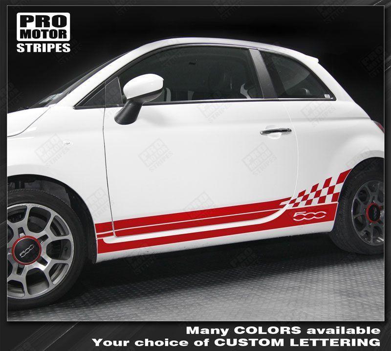 Fiat 500 2007-2015 Checkered Rocker Panel Side Stripes