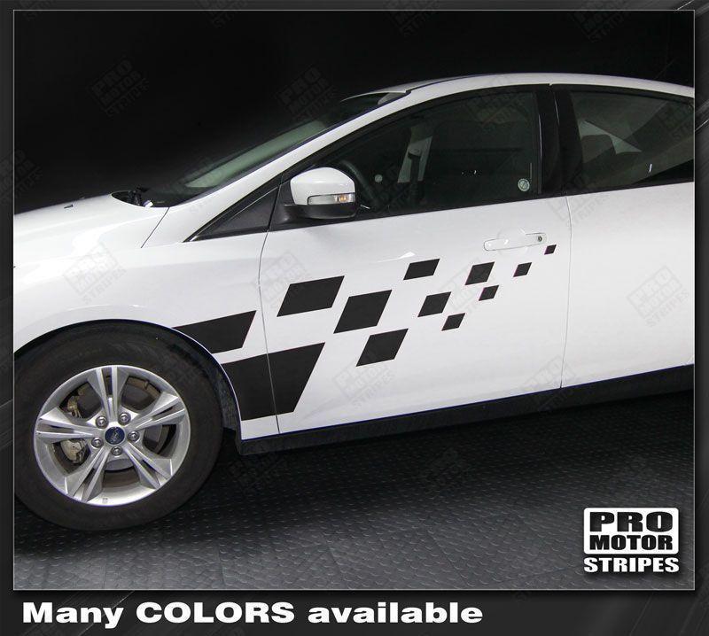 Ford Focus 2011-2018 Front Checkered Side Rally Stripes