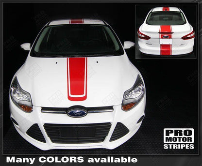 Ford Focus 2011-2014 Over-The-Top Narrow Center Stripes