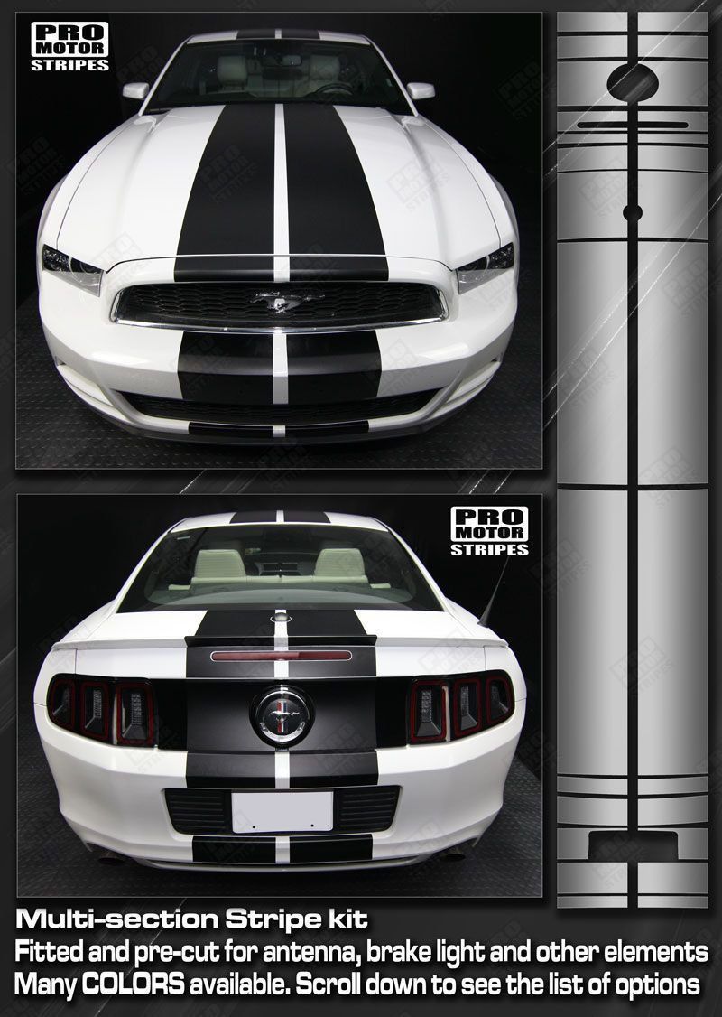 Ford Mustang 2005-2009 & 2013-2017 Pre-cut Over-The-Top Dual Center Stripes