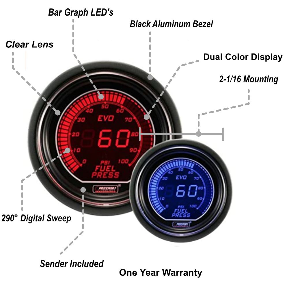 2-1/16" Evo Electrical Fuel Pressure Gauge