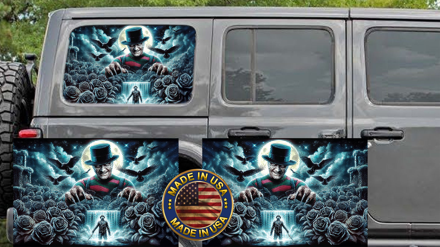 Freddy Rear quarter window see through graphic.