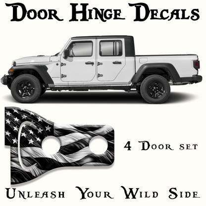 Black and white American flag Door hinge decals 2