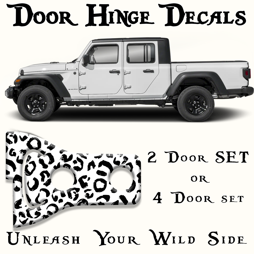 Black and white leopard print Door hinge decals 44