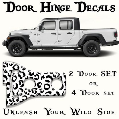 Black and white leopard print Door hinge decals 44