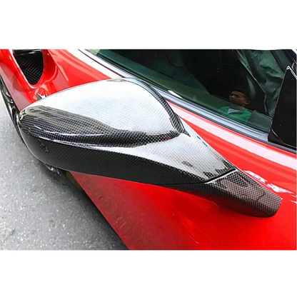 C Style Carbon Fiber Side Mirror Caps for Ferrari 488 GTB Spider