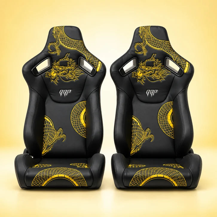BULL BOOST Ryujin Collection Gold Dragon Reclinable Racing Seats – Pair