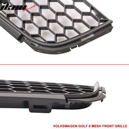 Fits 10-14 Golf MK6 Mesh Honeycomb GTI Black Front Upper+Lower Grille
