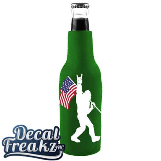 Sasquatch Rock On American Flag bigfoot Foam Can and Bottle Coolers